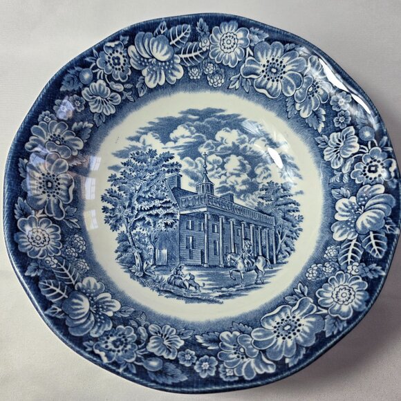Staffordshire Other - Staffordshire Liberty Blue Coupe Soup Bowl Blue White Design Mount Vernon